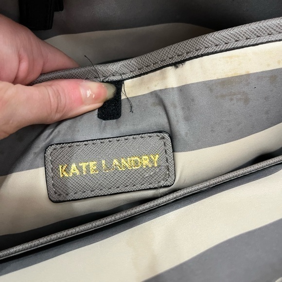 Kate Landry Grey Coated Canvas Large Shoulder Tote Bag Purse - Picture 11 of 13